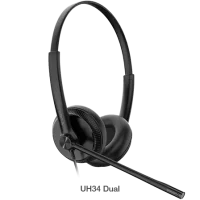 Yealink UH34 Dual Ear Wideband Noise Cancelling Microphone - USB Connection, Leather Ear Cushions, Designed for Microsoft Teams